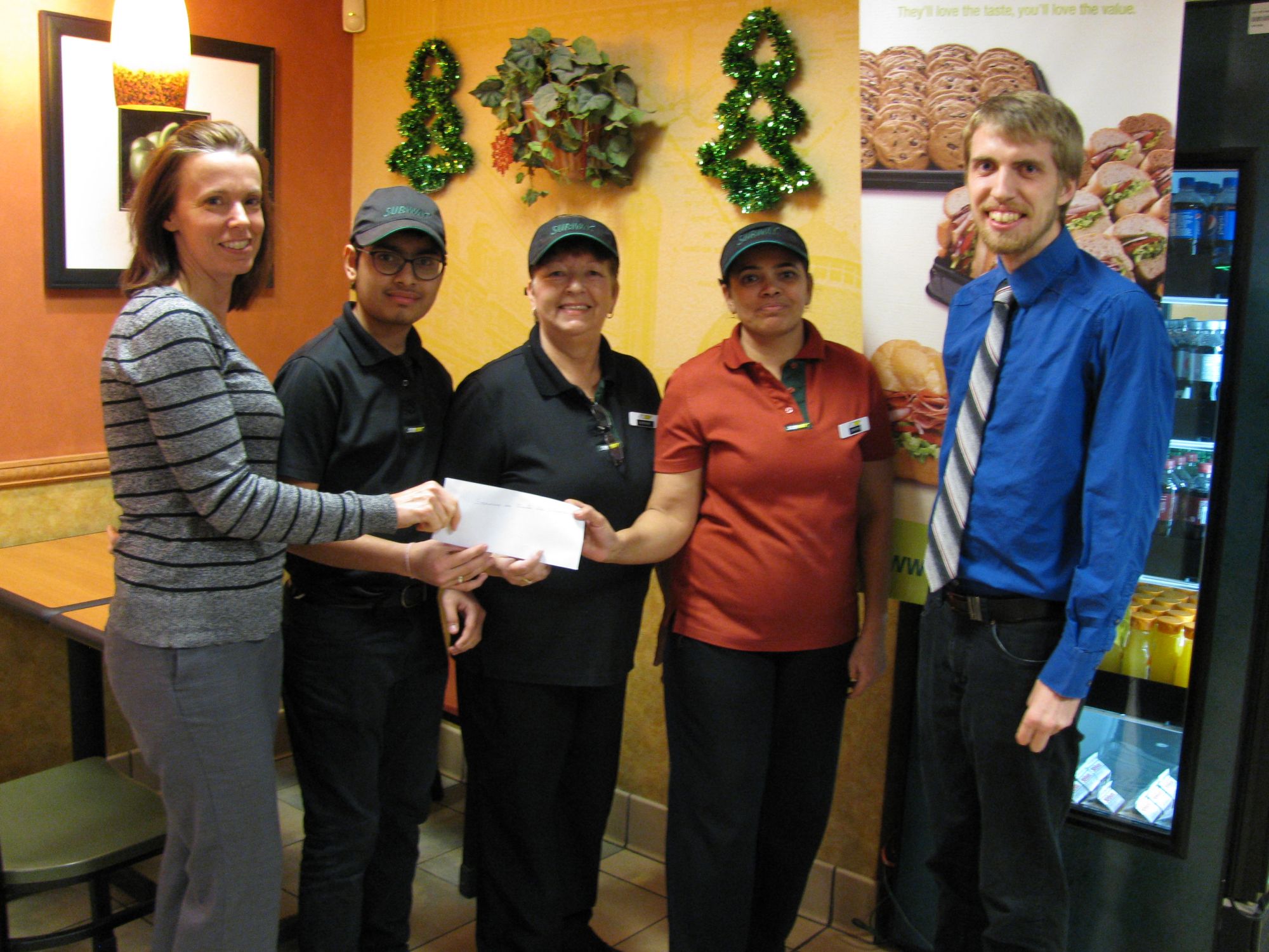 Subway Sandwich making donation
