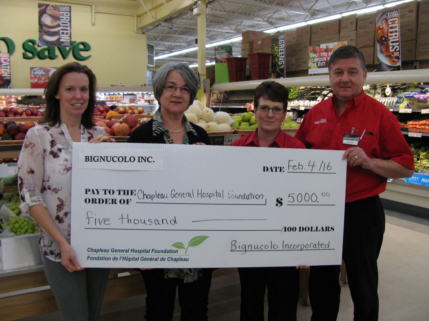 Bignucolo Inc. making donation