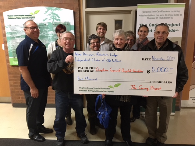 Rebekahs and Oddfellows making donation