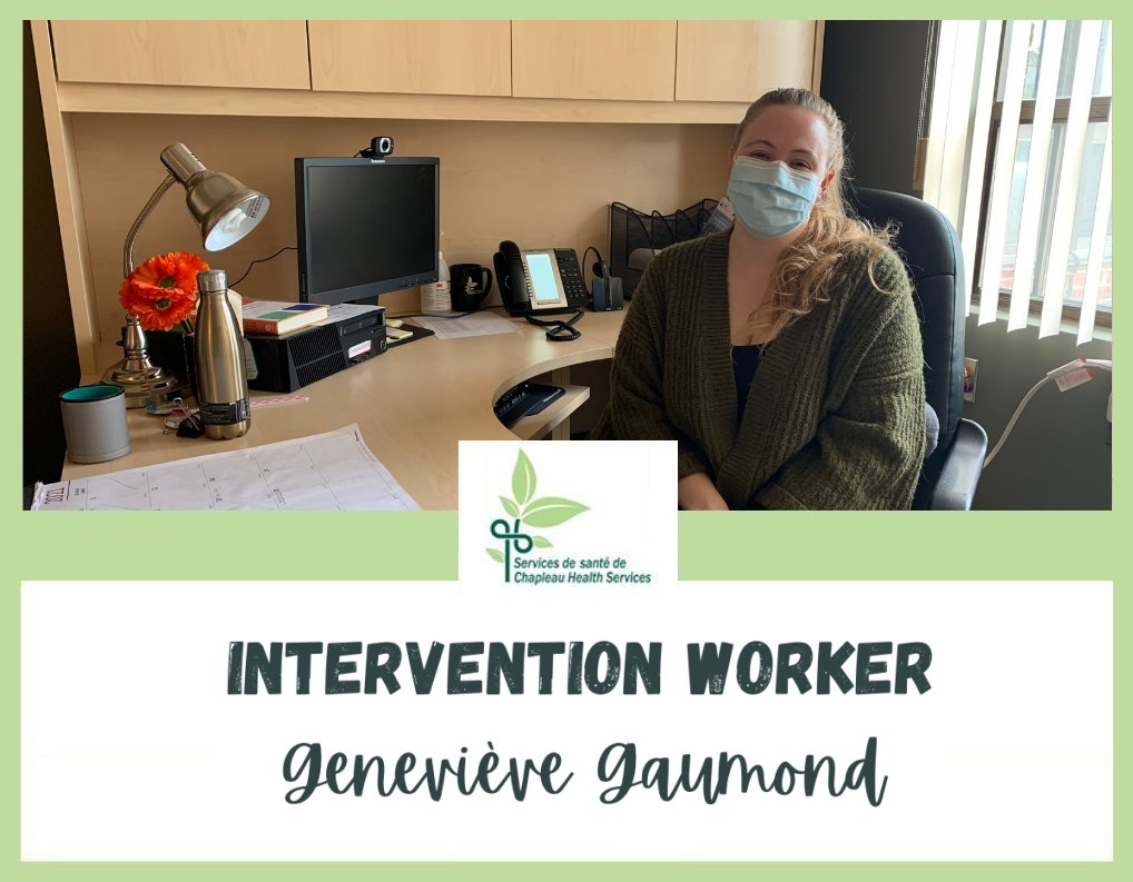 Geneviève Gaumond working at her desk