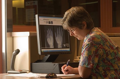 Emergency nurse at desk